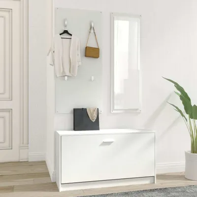 Produktbild von Hochwertigen Möbel Schuhregale - Weiß 3-tlg. Flurmöbel-Set Weiß Holzwerkstoff NEU7660337