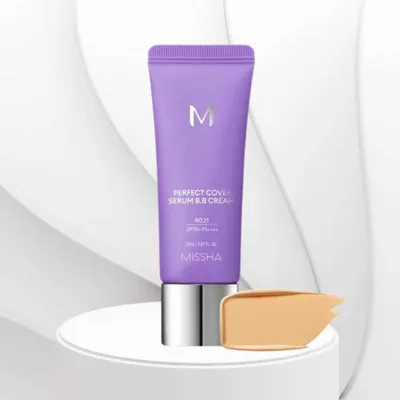 Obrázek produktu pro MISSHA - Perfect Cover Serum BB Cream SPF50+ PA++++ - Pečující BB sérum s SPF #27 Honey Beige - 20 ml