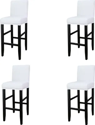 Produktbild von Barhocker Bezüge 4er Set Hussen Stretch Stuhlhussen mit Rückenlehne für Hochstühle, Weiß