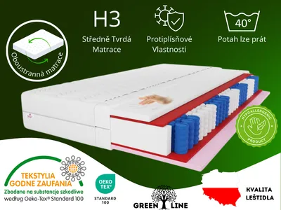 Obrázek produktu pro VISCO - 7ZÓNOVÁ taštičková matrace Cailano, 120x200 cm, výška matrace cca 25 cm, stupeň tvrdosti H3, barva: bílá, včetně potahu