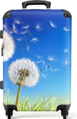 Produktbild von NoBoringSuitcases.com® Großer Koffer - Löwenzahn - Blumen - Gras - Frühling - Natur - Kombinationsschloss TSA - Hartschalen Trolley 4 Rollen - 72 liter - Reisekoffer - 66 cmKoffer Mittelgroß 67x43x25 cm, 72L,