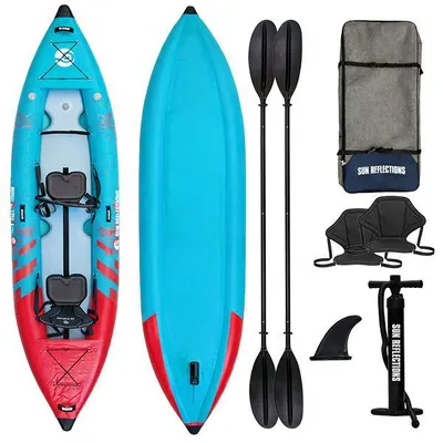 Produktbild von Kajak 2 Personen aufblasbar Drop-Stitch Kanu Set inkl. Paddel Sitze Pumpe 385cm180kg