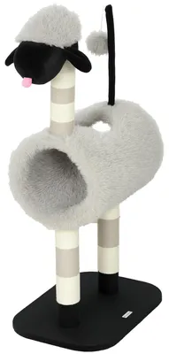 Produktbild von PawHut Kratzbaum 98 cm Katzenbaum mit Kratzpfosten, Tunnel, Spielball, Hellgrau