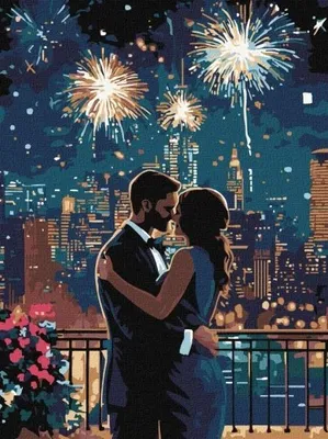 Image de Peinture par numéros - Un moment d'amour, métal, 30 x 40 cm - Ideyka