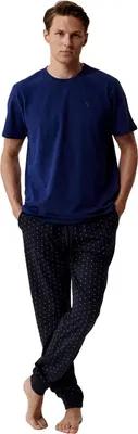 Productafbeelding van Herenpyjama Atlantic, katoen, donkerblauw, comfortabel, geschikt voor koudere seizoenen, maat XL