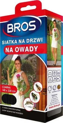 Zdjęcie produktu dla Bros, Siatka na drzwi na owady 140x220cm, czarna, 1 sztuka