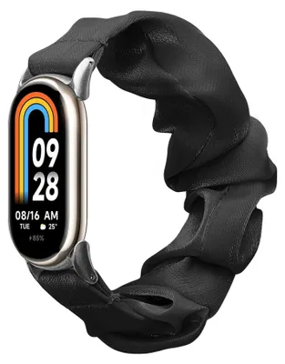 Produktbild von kwmobile Ersatz Armband kompatibel mit Xiaomi Mi Band 10 / Mi Band 9 / 8 - Smartwatch Scrunchie Haargummi Design Schwarz - Innenmaße 14 - 19 cm