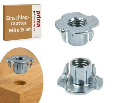 Zdjęcie produktu dla Nakrętka wbijana M8 x 15 mm, ocynkowana – 4 końcówki do wbijania – 100 sztuk