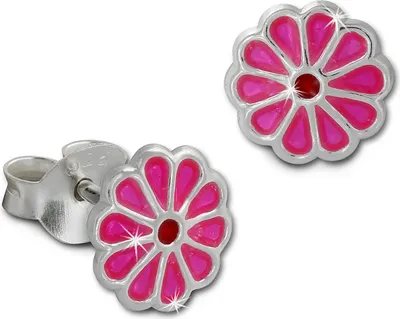 Produktbild von Teenie-Weenie Ohrstecker Kinder 925 Silber pink kleine Blume Ohrringe SDO8129P