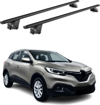 Image de Barres de toit transversales pour Renault Kadjar 2015-2022 Alu Noir 2 pièces ABE