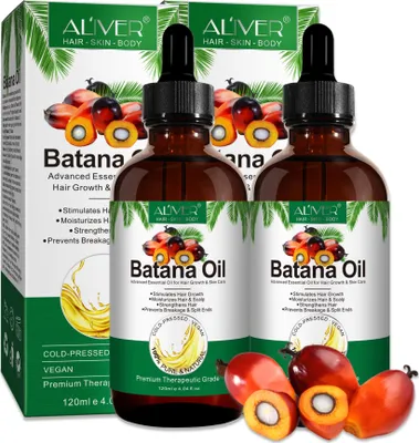 Produktbild von Batana Öl für Haare Haarwachstum Haarpflege Gesicht Haut Nägel Bio Vegan, 2x 120ml