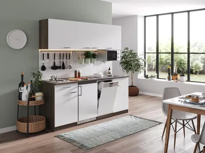 Produktbild von Küche Küchenzeile Singleküche Eiche York Weiß Oliver 195 cm Respekta