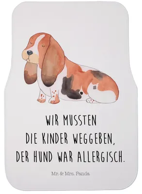 Produktbild von Mr. & Mrs. Panda Automatte Hund Basset Hound - Weiß - Geschenk, Auto Teppich, Fußmatte, Sprüche, Auto-Fußmatte, Fürs, Süß
