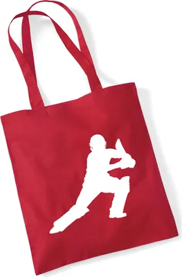 Produktbild von Huuraa Jutebeutel Cricket Silhouette 10 Liter Classic Red Baumwolle Tasche Geschenkidee