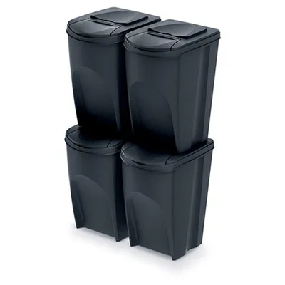 Immagine prodotto di Set di 4 contenitori per la raccolta differenziata da 35L con adesivi neri IKWB35S4-S411