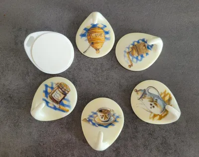 Produktbild von Selbstklebende 6 x Klebehaken Porzellan-Optik Retro Vintage – Nostalgie Motive