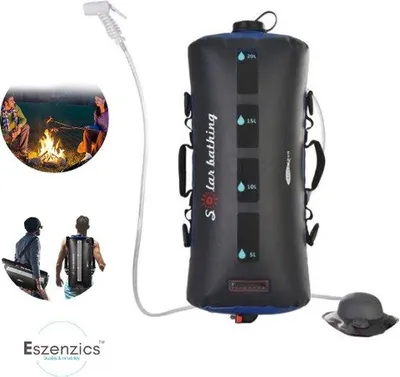 Obrázek produktu pro Solární kempingová sprcha – multifunkční – 20 l – lehká – 45 °C – solární napájení – černá