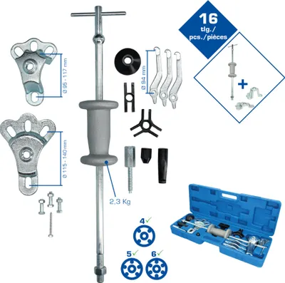 Zdjęcie produktu dla BRILLIANT TOOLS Ściągacz do piast kół z młotkiem ślizgowym, kuty, 16-cz. - BT671350