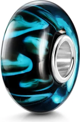 Produktbild von MATERIA by Matthias Wagner Glas Bead schwarz blau Element für Beads Armband 953