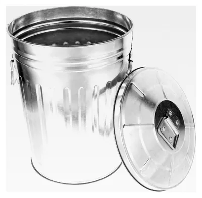 Produktbild von Runder Metallabfalleimer mit Deckel für Küche, Bad und Außenbereich, korrosionsbeständig, geeignet für jede Einrichtung