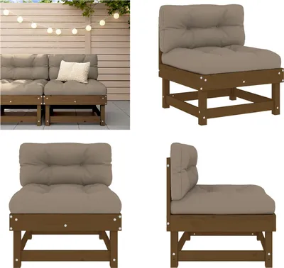 Produktbild von vidaXL Mittelsofa mit Kissen Honigbraun Massivholz Kiefer - Mittelsofa - Mittelsofas - Gartensofa - Outdoor Sofa