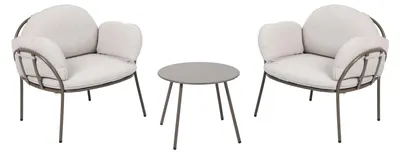 Produktbild von AXI Ziva Lounge Set mit Tisch & 2 Stühlen | Inklusive Kissen | Balkon / Garten Loungeset 3-teilig aus Olefin / Stahl in Beige | Gartenmöbel /