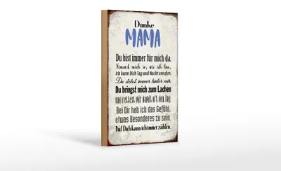 Produktbild von Holzschild Spruch 12x18cm Danke Mama du bist für mich da