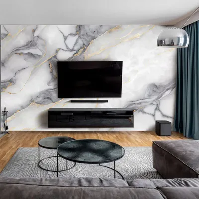 Produktbild von dedeco Wohnzimmerrückwand TV-Wand Wandpaneel Wohnrückwand Rückwand Tapetenersatz, Motiv: Marmor V20, 250 x 100 x 0,5cm,Nano-Protect: hochglanz, wasserfest, robust, als Wandverkleidung aus Hartschaum PVC