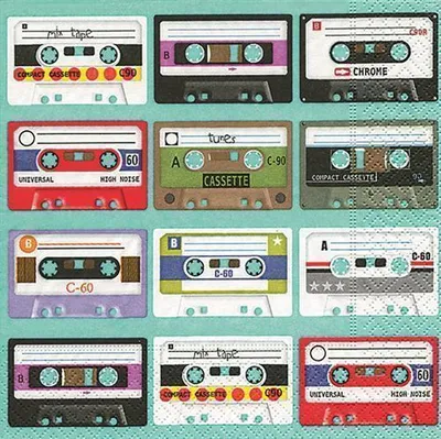 Produktbild von 20 Servietten Music is in the Air - Kassettensammlung 33x33cm