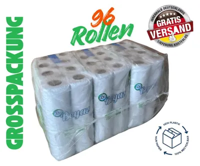 Produktbild von Toilettenpapier 96 Rollen 150 Blatt -Klopapier WC-Papier Zellstoff- NEU