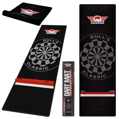 Productafbeelding van Dartmat tapijt - 300 x 65 cm - Zwart en rood - Met oche