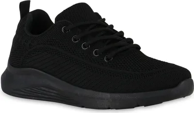 Produktbild von VAN HILL Damen Laufschuhe Sportschuhe Sportliche Strick Profil-Sohle Schuhe 841023, Farbe: Schwarz, Größe: 36