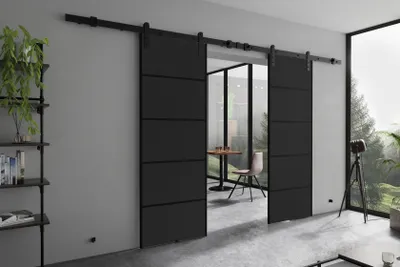Image de KIER FURNITURE AURA DUO PLUS – ensemble complet de portes coulissantes – 172 x 205 x 1,6 cm - graphite