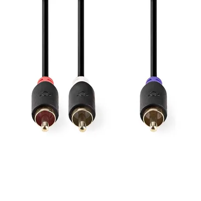 Produktbild von Nedis Subwoofer Kabel - RCA - 2x RCA Stecker - Vergoldet - 3.00 m - Rund - 4.0 mm - Anthrazit - Box