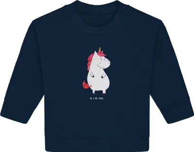 Produktbild von Mr. & Mrs. Panda Organic Baby Pullover Einhorn Wut 12. - 18. Monat - French Navy - Geschenk, Spaß, Unicorn, Einhörner, Lustig, Bullover