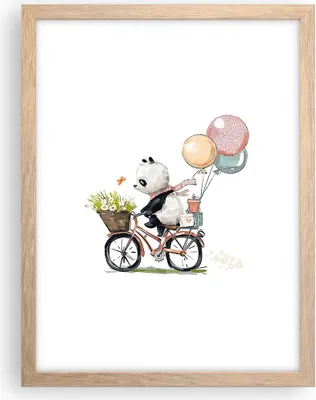 Produktbild von Gerahmtes Poster - Rahmen in heller Eiche - Panda Fahrrad Kinder - 30x40 cm - Wand Bild - Wanddeko - Wandbilder - Kunstposter - Wandposter - Bilderrahmen - Bilder - Kunstdruck - P2NPA30x40-4707