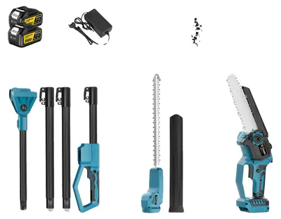Image de Taille-haie et tronçonneuse, moteur sans balais, manche télescopique réglable, 2 batteries