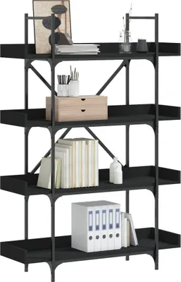 Productafbeelding van Maison Exclusive - Boekenkast met 4 planken, zwart, 100x33x145,5 cm, houtvezel