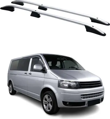 Image de Barres de toit longitudinales pour VW T5 Transporter 2003-2015 L2 Long Alu Gris