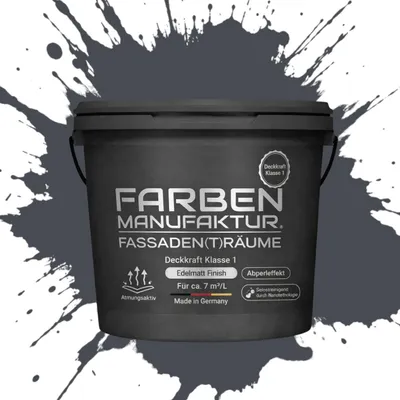 Produktbild von Fassadenfarbe Sockelfarbe Hausfarbe, Profi Silikonharzfarbe abperleffekt – RAL 7024 Graphitgrau – 10 L