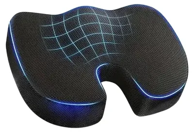 Produktbild von Orthopädischer Sitzring, hochwertiges Steißbeinkissen aus Memory-Schaum, ergonomisches Sitzkissen, lindert Steißbein- und Ischiasschmerzen, für Auto, Sofa, Büro und Rollstuhl (schwarz)