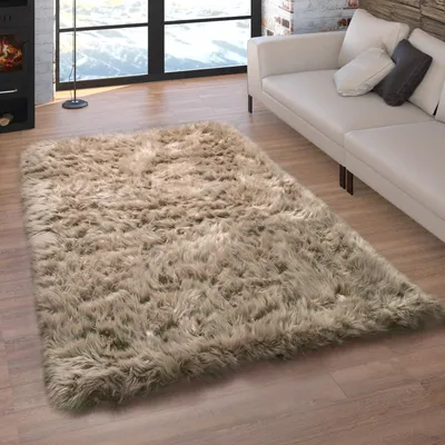 Produktbild von Kunstfell Fellteppich Imitat Sitzkissen Herzform Rund Verschiedene Formen, Beige Grösse 40x60 cm