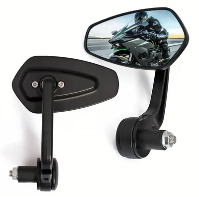 Image de Rétroviseur de guidon pour moto, universel, 7/8" (22 mm), pivot rotatif à 360°, en alliage d'aluminium, couleur noire