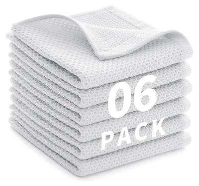 Immagine prodotto di Set di 6 strofinacci, 30 x 30 cm, colore bianco, altamente assorbenti, in cotone