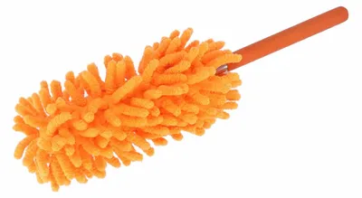 Zdjęcie produktu dla Teleskopowa miotła do kurzu z odłączaną, nadającą się do prania końcówką z tkaniny szenilowej o długości 72 cm do sprzątania w domu, kolor pomarańczowy