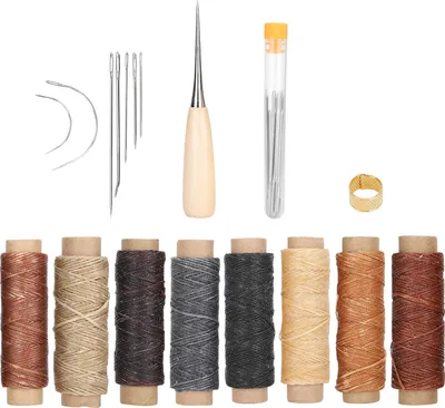 Immagine prodotto di 37pz kit di cucito in pelle aghi fili strumenti di riparazione a mano fai da te kit artigianale