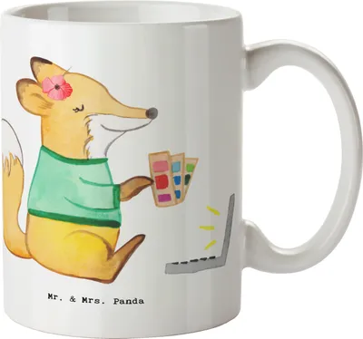Produktbild von Mr. & Mrs. Panda Tasse Grafikerin Herz - Weiß - Geschenk, Kaffeebecher, kakaobecher, Designer, Mediengestalter, Kaffeetasse, Kreativ, Teetasse, Trinkbecher