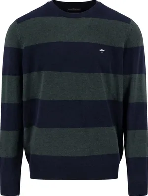 Zdjęcie produktu dla Fynch-Hatton O-Neck, Stripe, Merino Cashmere, granatowy XL