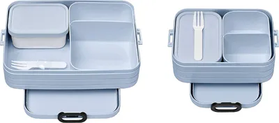 Produktbild von Mepal | Bento-Lunchbox Set | 2-teilig | platzsparende Fächeraufteilung | ideal für 4 bis 8 Brote | langlebig & stylish | Nordic Blue & Hellblau