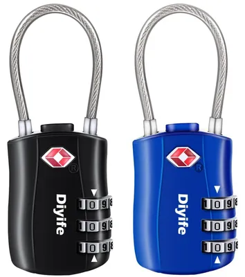 Produktbild von 2er Set TSA Gepäckschlösser 3-stelliges Kombinationsschloss Blau Schwarz